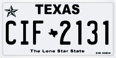 TX license plate CIF2131