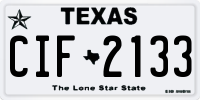 TX license plate CIF2133