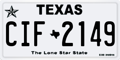 TX license plate CIF2149
