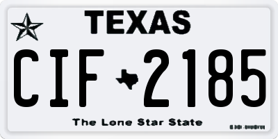 TX license plate CIF2185