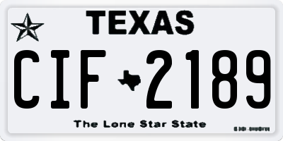 TX license plate CIF2189