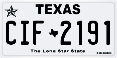 TX license plate CIF2191