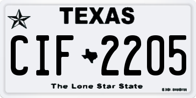 TX license plate CIF2205