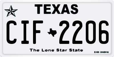 TX license plate CIF2206
