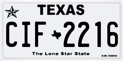 TX license plate CIF2216
