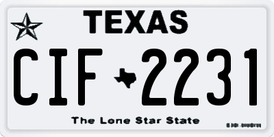 TX license plate CIF2231