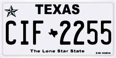 TX license plate CIF2255
