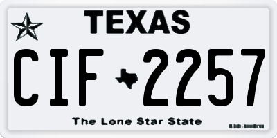 TX license plate CIF2257