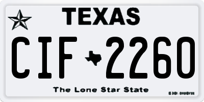 TX license plate CIF2260