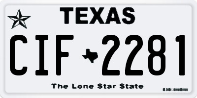 TX license plate CIF2281