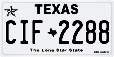 TX license plate CIF2288