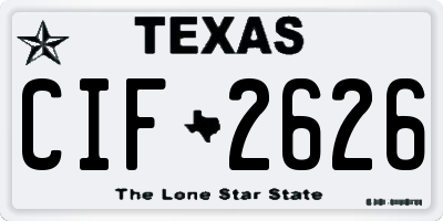 TX license plate CIF2626