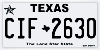 TX license plate CIF2630