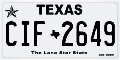 TX license plate CIF2649