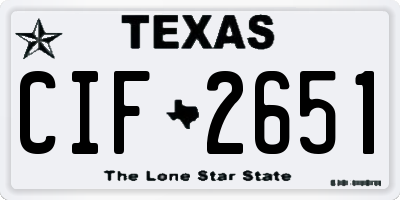 TX license plate CIF2651