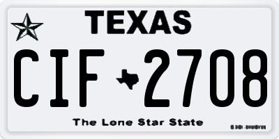 TX license plate CIF2708