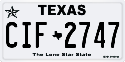 TX license plate CIF2747