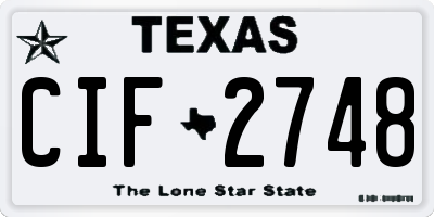 TX license plate CIF2748