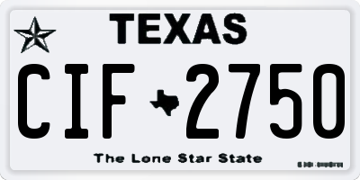TX license plate CIF2750