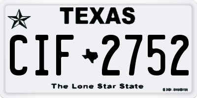 TX license plate CIF2752