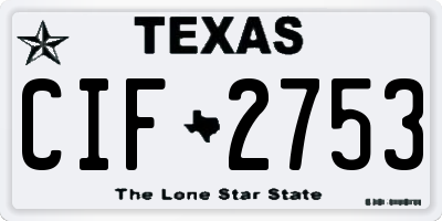 TX license plate CIF2753