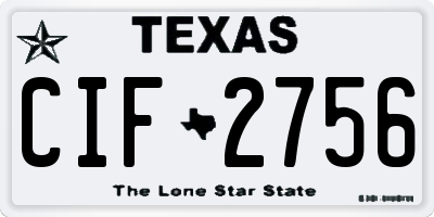 TX license plate CIF2756