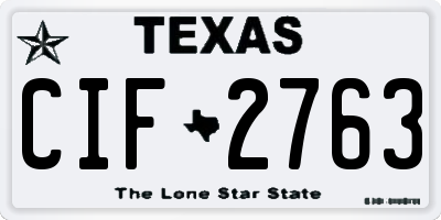 TX license plate CIF2763