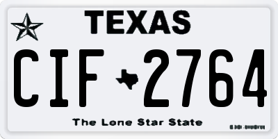 TX license plate CIF2764