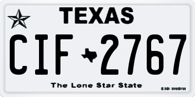 TX license plate CIF2767