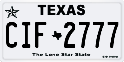 TX license plate CIF2777