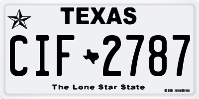 TX license plate CIF2787