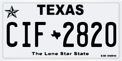 TX license plate CIF2820