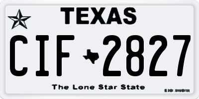 TX license plate CIF2827
