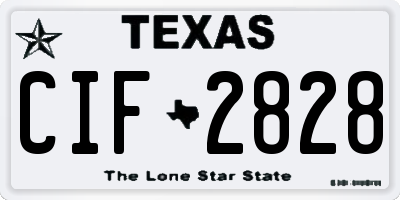 TX license plate CIF2828
