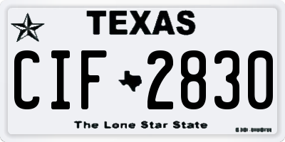 TX license plate CIF2830