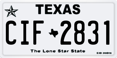 TX license plate CIF2831