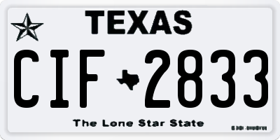 TX license plate CIF2833