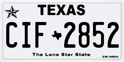 TX license plate CIF2852