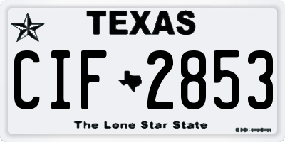 TX license plate CIF2853