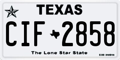 TX license plate CIF2858