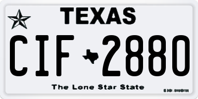 TX license plate CIF2880