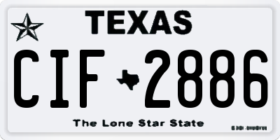TX license plate CIF2886