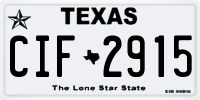 TX license plate CIF2915
