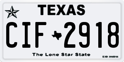 TX license plate CIF2918