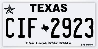 TX license plate CIF2923