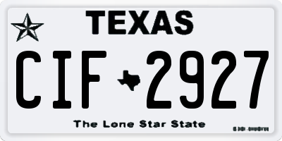 TX license plate CIF2927