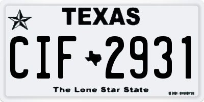 TX license plate CIF2931
