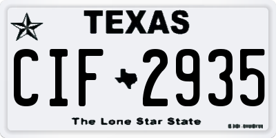 TX license plate CIF2935