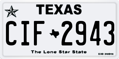 TX license plate CIF2943