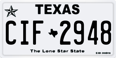 TX license plate CIF2948